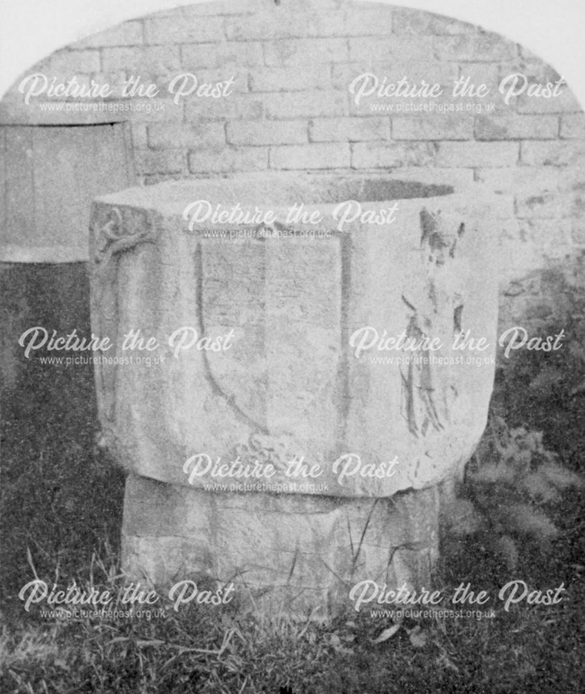 Old font, Dale Abbey, c 1860