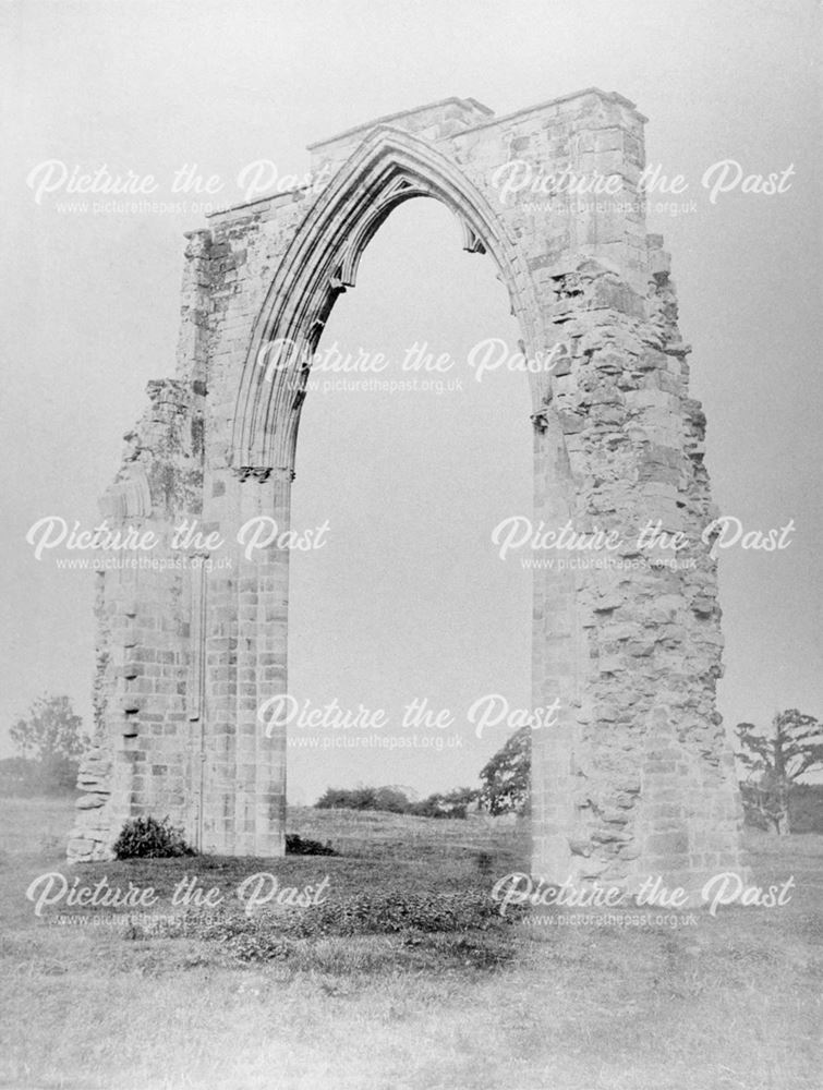 The ruins of Dale Abbey arch looking north east, c 1860