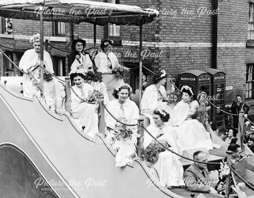 Derby Carnival Queen and Attendants on a float, 1950