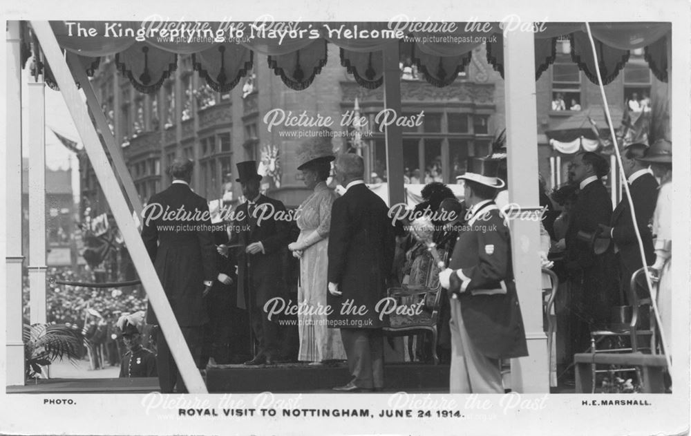 The Royal Visit of King George V and Queen Mary to Nottingham - The King replying to Mayor's Welcome