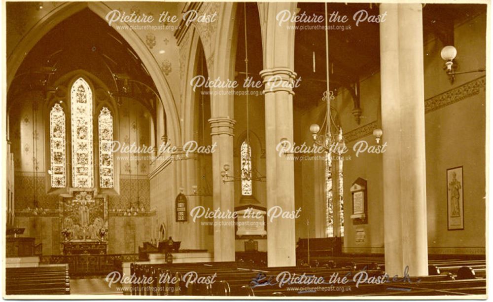 Interior of Holy Trinity Church, Church Street, Lenton, Nottingham, c 1910s ?