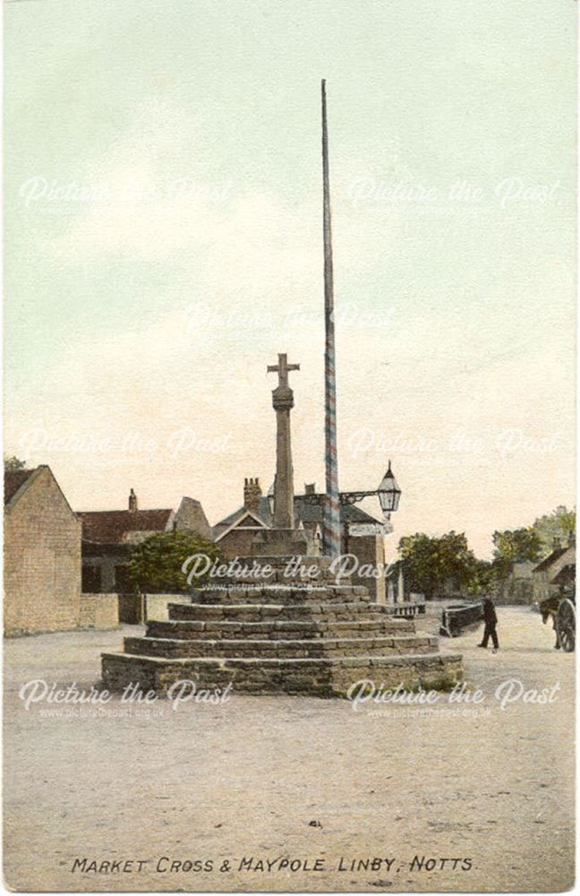 Market Cross and Maypole, Linby, c 1900s