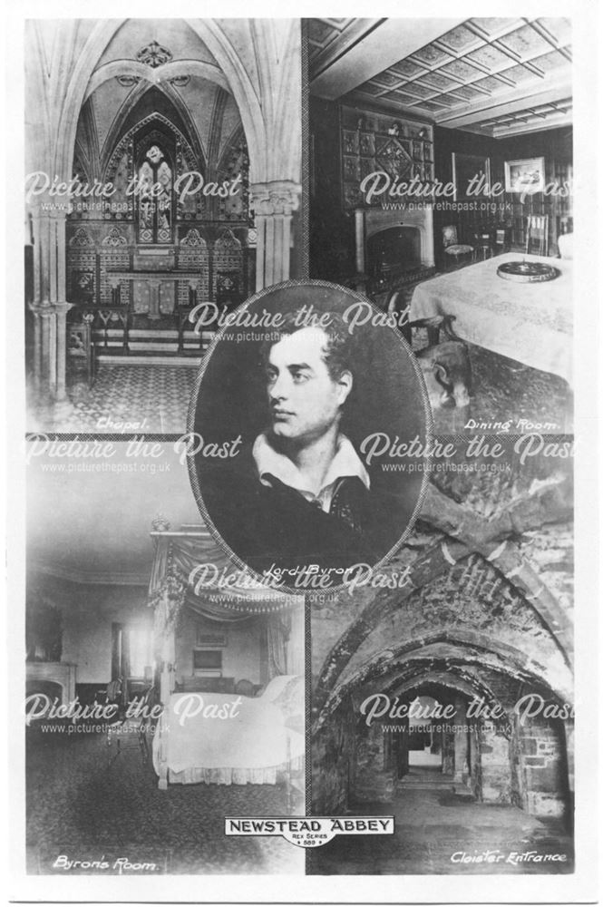 Lord Byron and interior scenes from Newstead Abbey, c 1900s