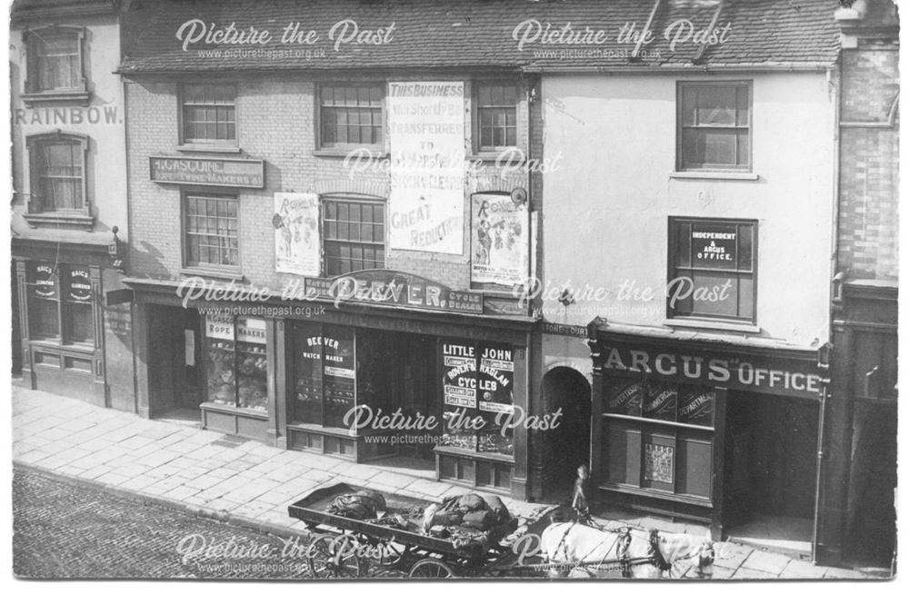 Dove and Rainbow PH and Beevers Cycle Shop, Upper Parliament Street, Nottingham, c 1890s