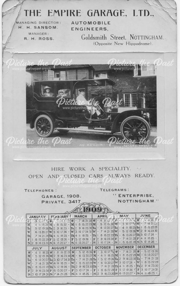 The Empire Garage, calendar for 1909