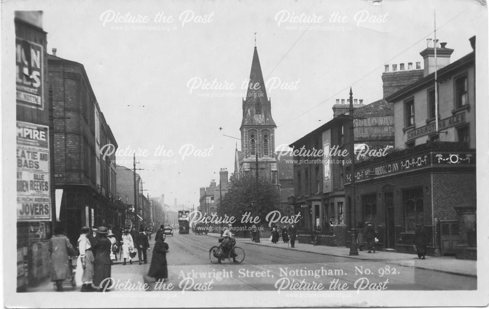 Arkwright Street looking north to St Saviour's Church, Meadows, Nottingham, 1900s-1910s