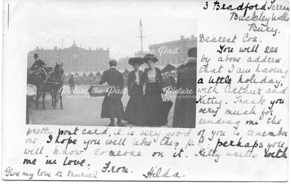 Letter with picture of Nottingham Council House and Market Square