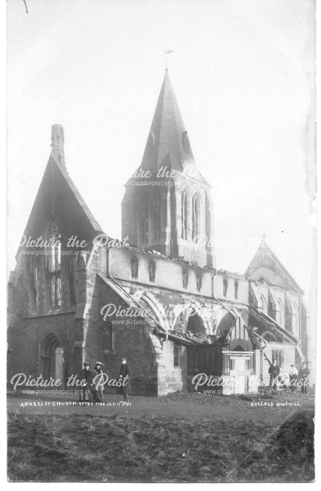 Annesley All Saints Church, destroyed by fire