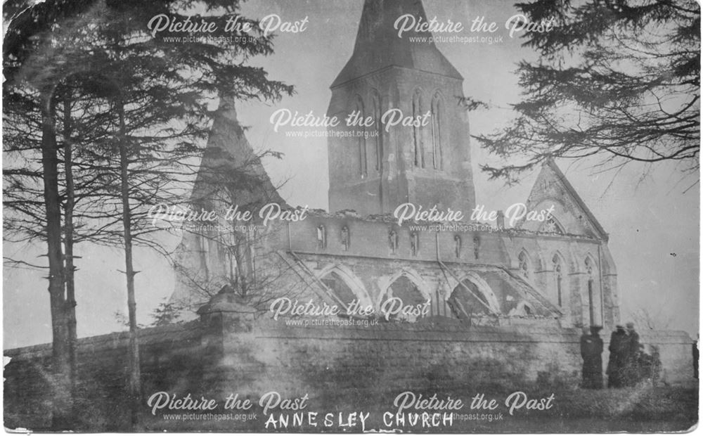 Annesley All Saints Church, destroyed by fire