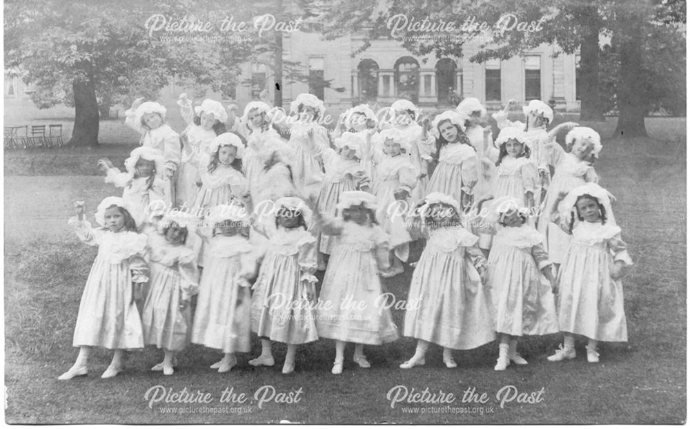 Outdoor group photo of children in costume