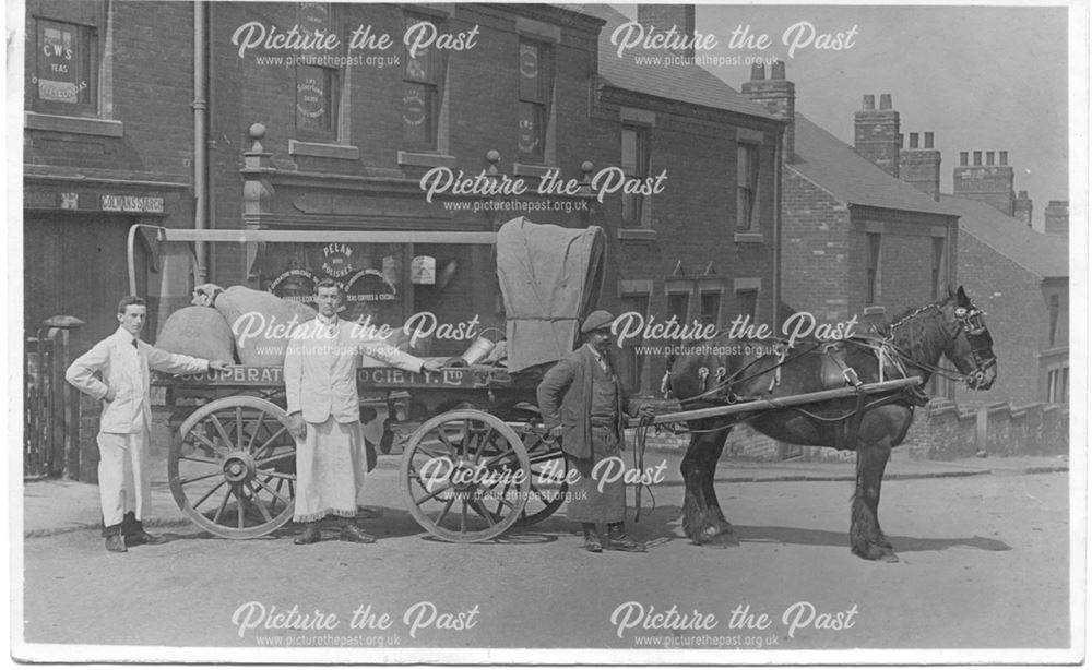 Street scene with Co-operative Society delivery horse and cart