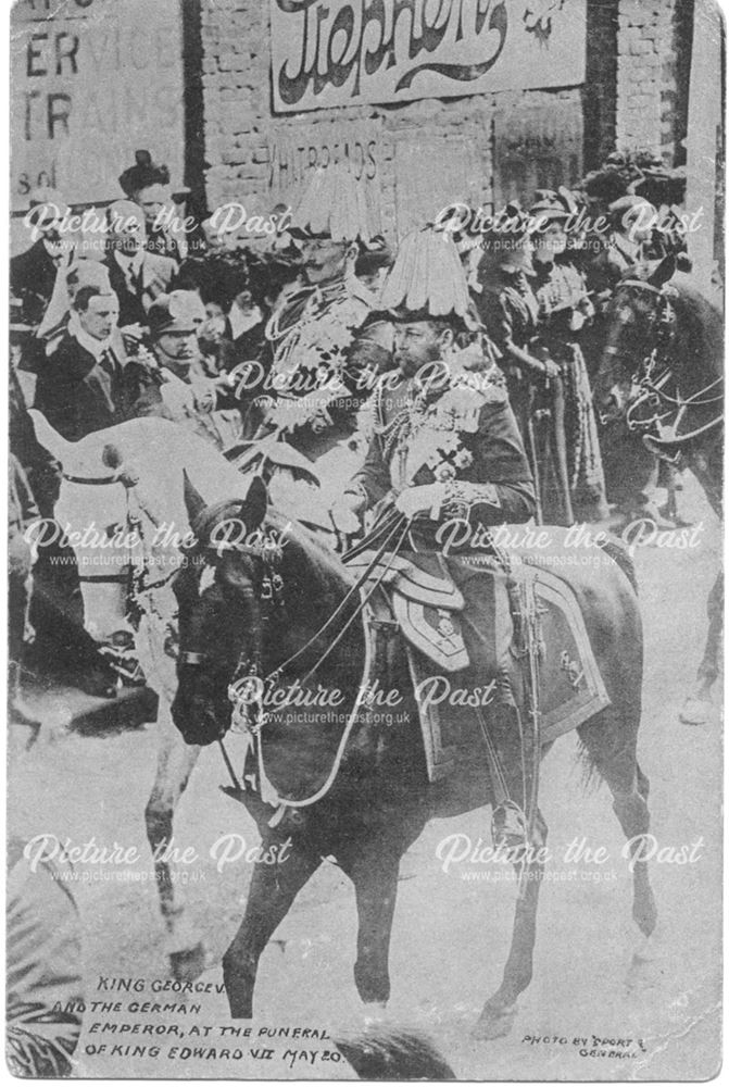 King George V and German Emperor at funeral of King Edward VII, Windsor, 1910