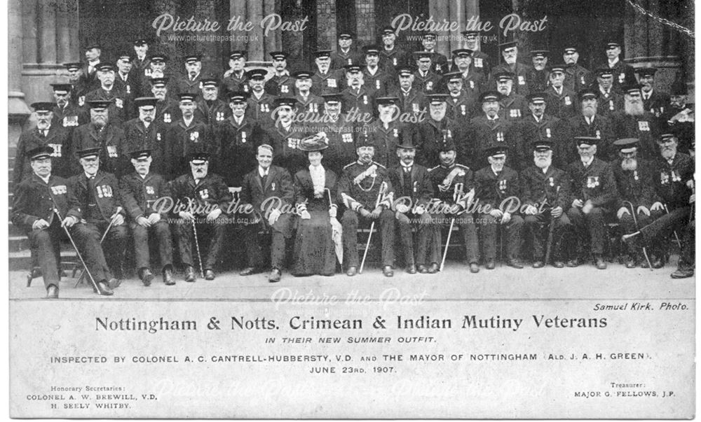 Nottingham and Notts Crimean and Indian Mutiny Veterans in their new summer outfit.