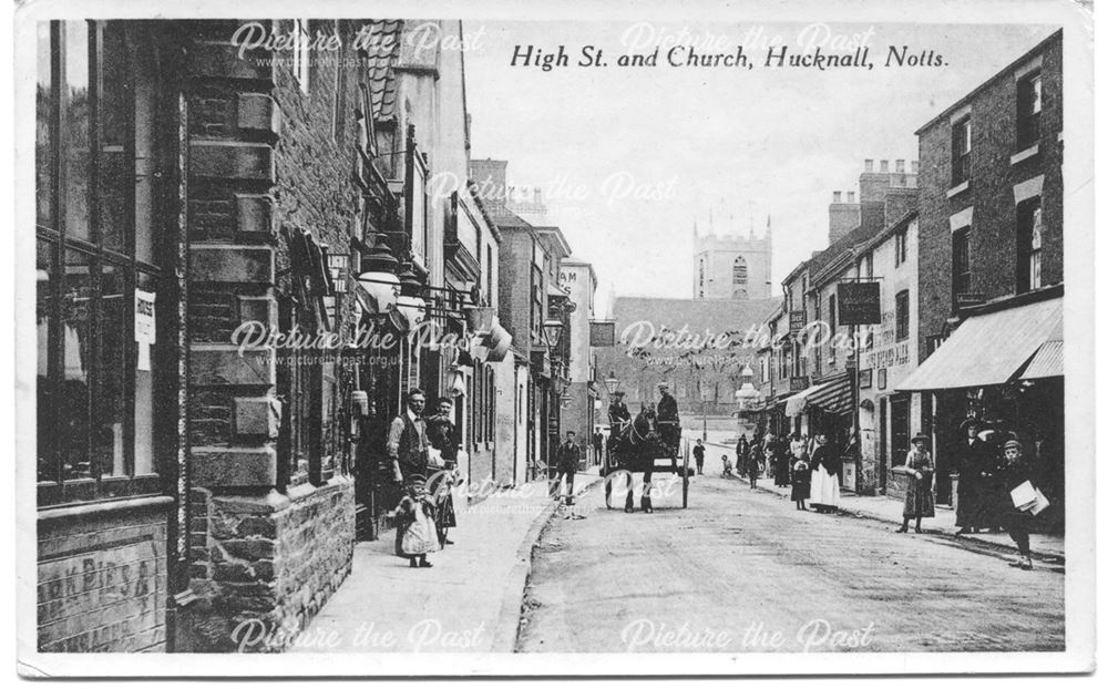 High Street and church, Hucknall, Notts