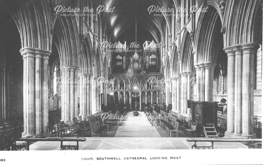 The Choirn Looking West, Southwell Minster, c 1900s