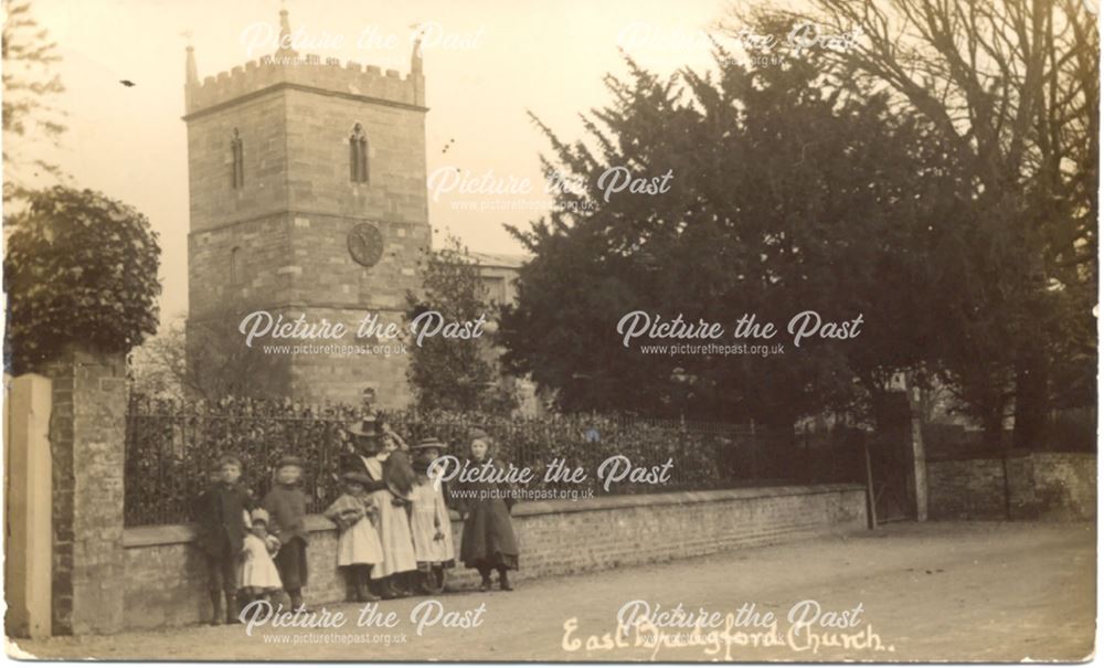 Group of People Outside St Peter's Church, Kirk Hill, East Bridgford, c 1900