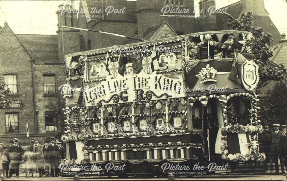 Tram decked out for - Royal visit? 1914?