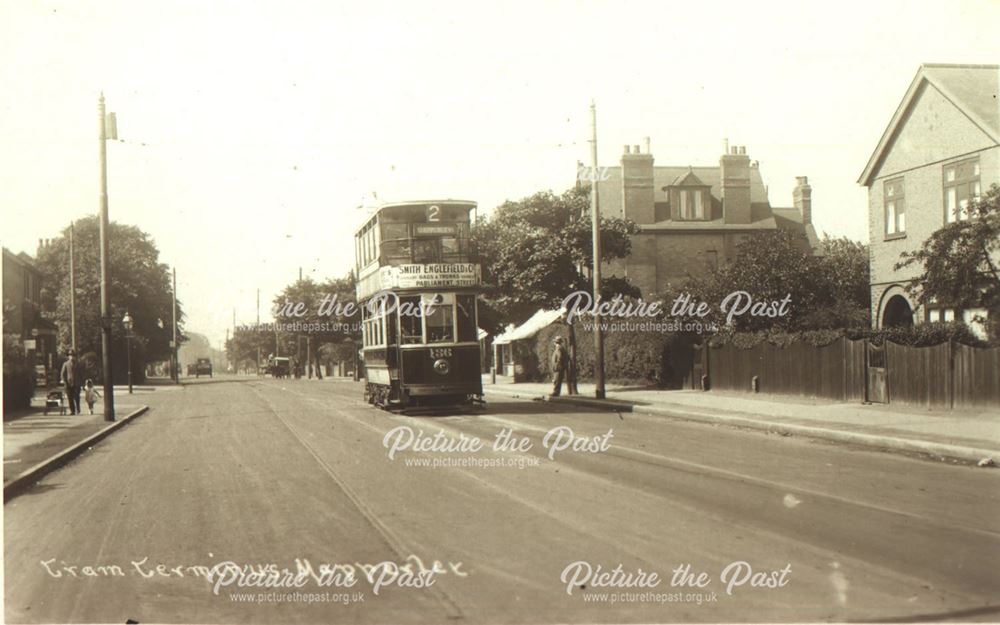 Tram terminus, Woodborough Road, Mapperley, Nottingham, c 1930 ?