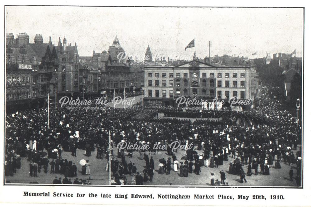 Memorial service for late King Edward VII, Old Market Square, Nottingham, 1910