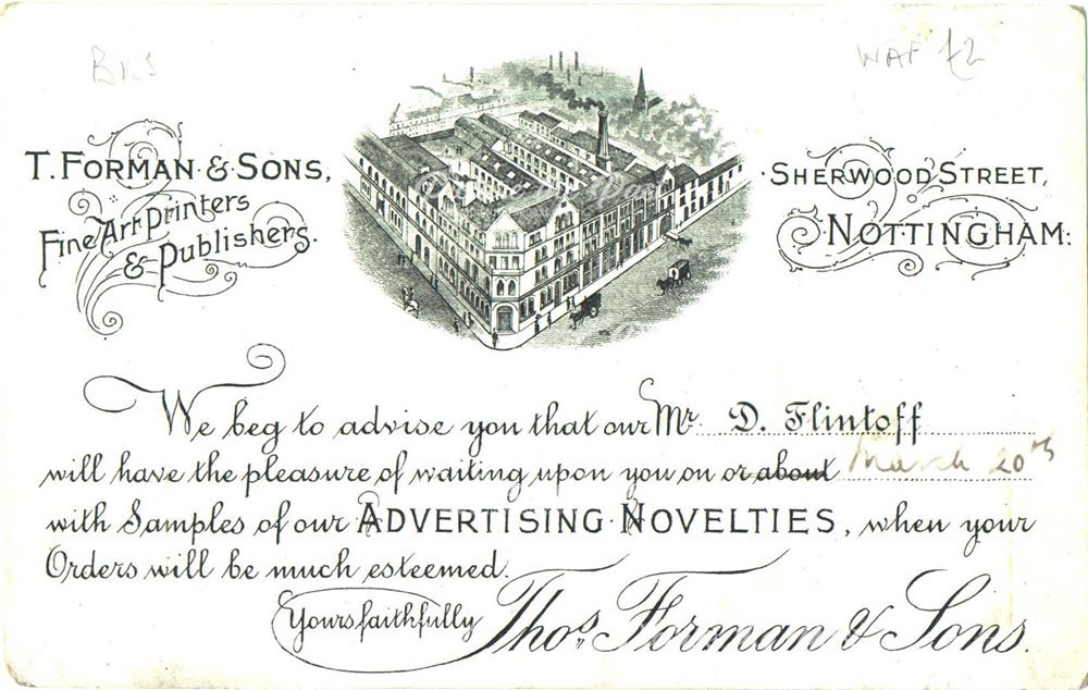 Thos. Forman and Sons, Sherwood Street, Nottingham, c 1900