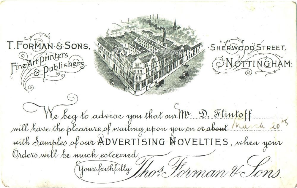 Thos. Forman and Sons, Sherwood Street, Nottingham, c 1900