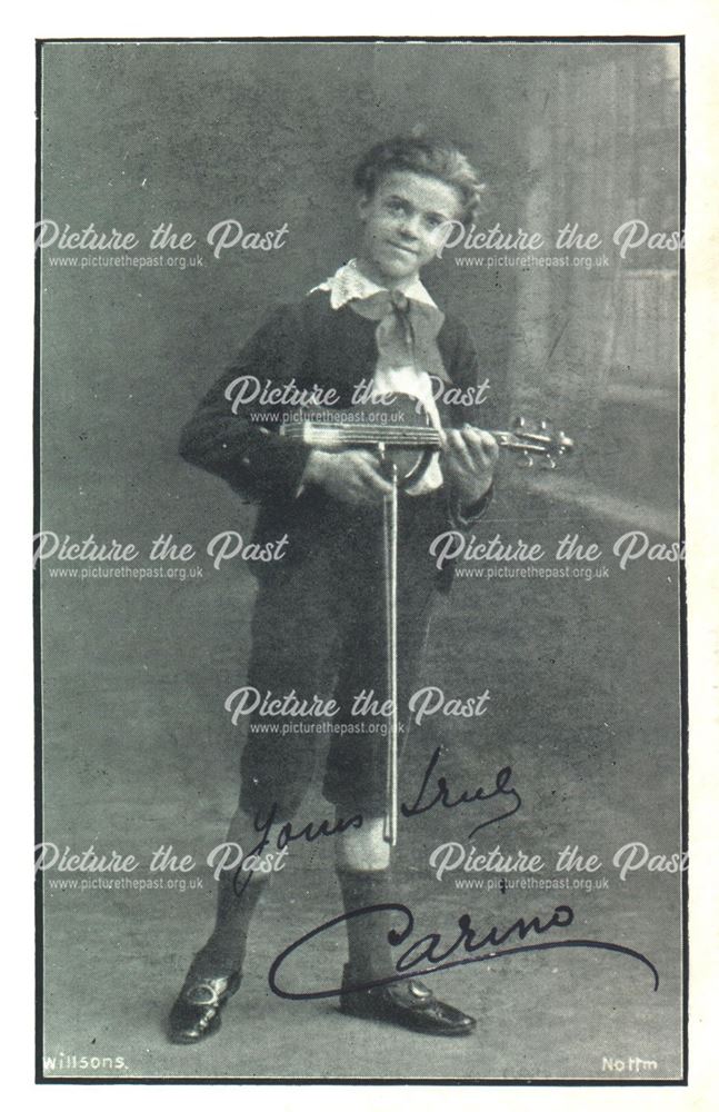 Promotional Card for Boy Violinst, Nottingham, c 1900s