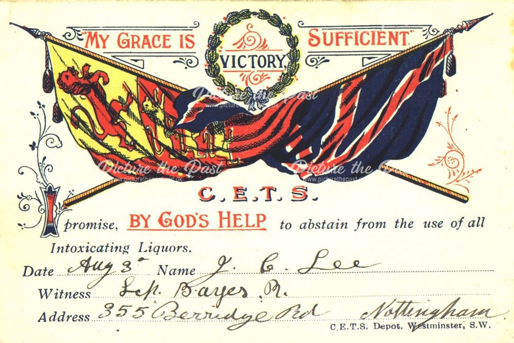 Abstainer's pledge card?- by Church of England Temperance Society; early C20th.