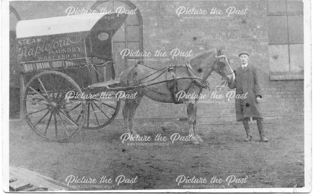 Stapleford Steam Laundry cart, West End Street?, Stapleford, c 1900s