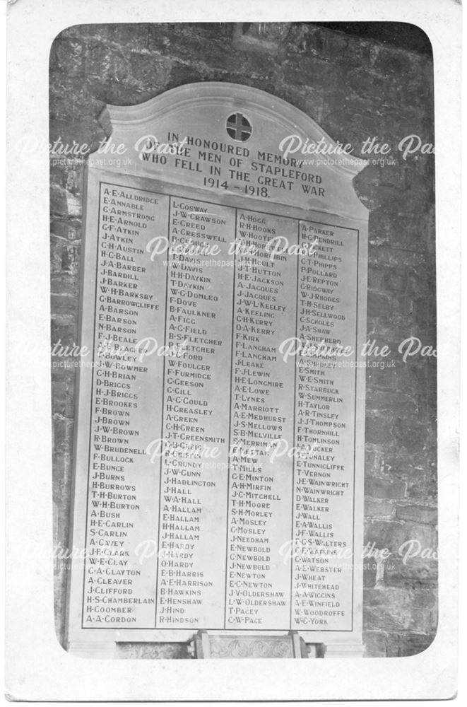 Stapleford Roll of Honour, 1914-1918