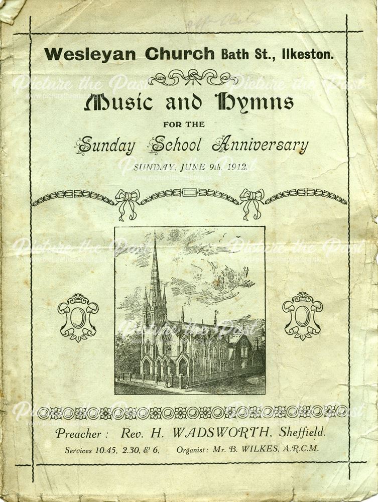 Sunday School Anniversary Poster, Wesleyan New Church, Bath Street, Ilkeston, 1912