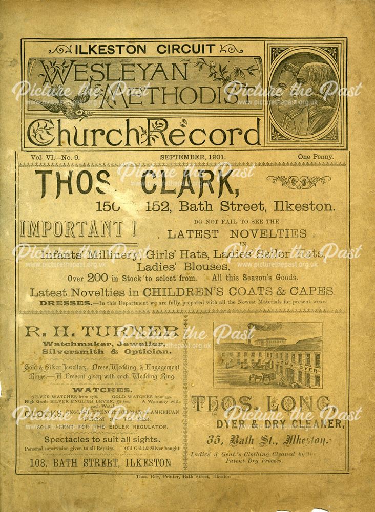 Ilkeston Circuit, Church Record, Wesleyan New Church, Bath Street, Ilkeston, 1901