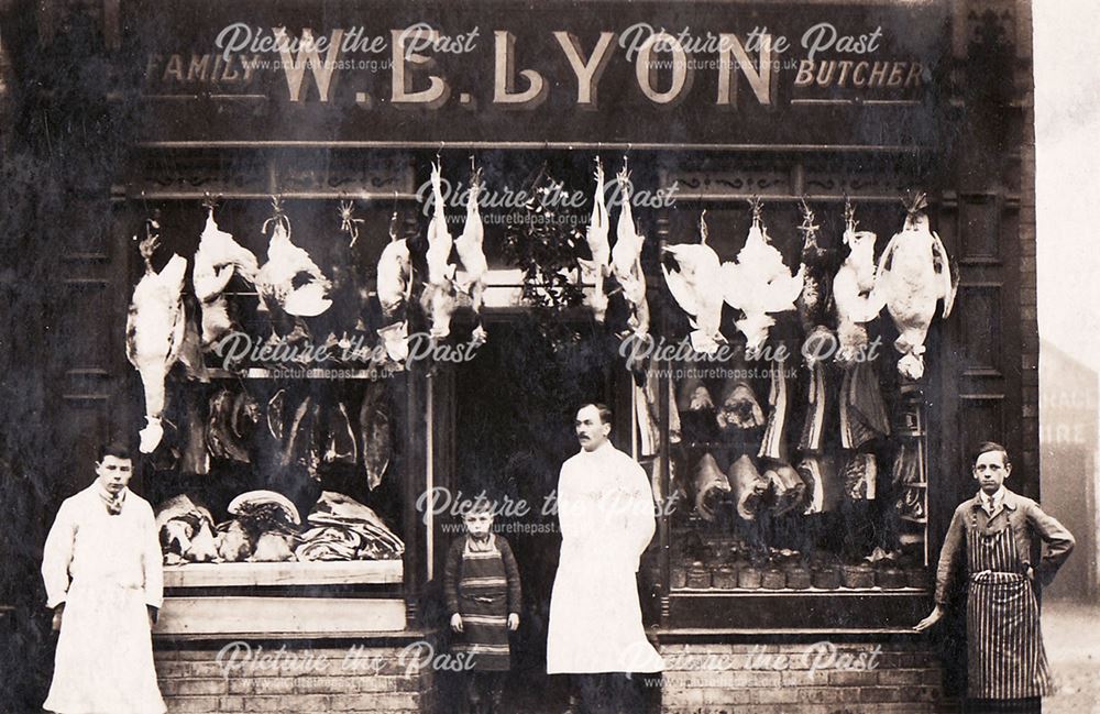 Lyon's Butchers, Station Road, Shirebrook, 1920s