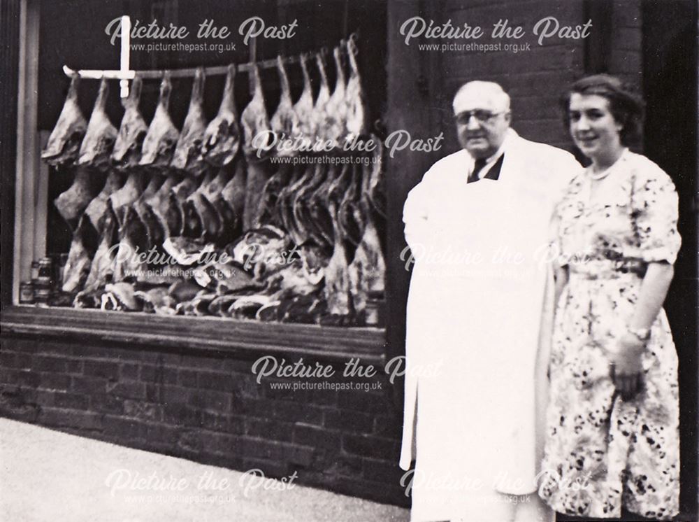 Eric Parker's Butchers Shop, Station Road, Shirebrook, 1951