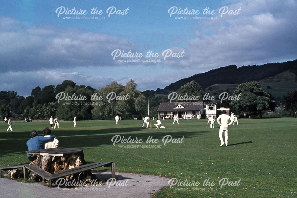 Cricket in the Park, Bakewell, c 1970s