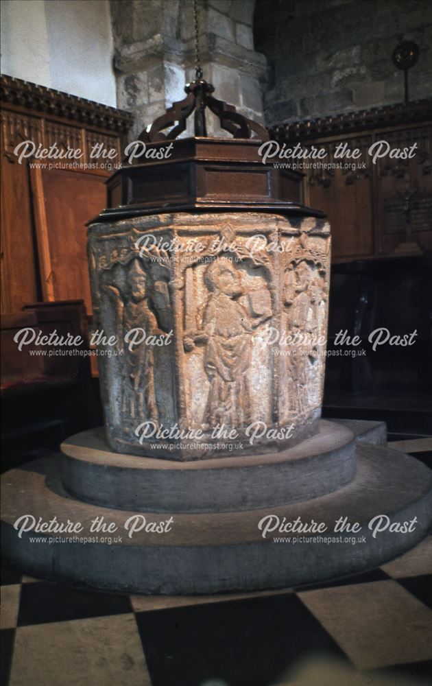 All Saints Church Font, South Church Street, Bakewell, c 1970s