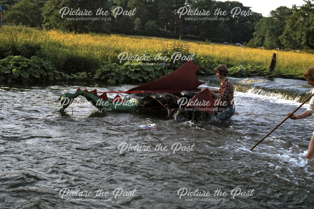 Nessie Raft, Raft Race, River Wye, Bakwell ?, 1980?