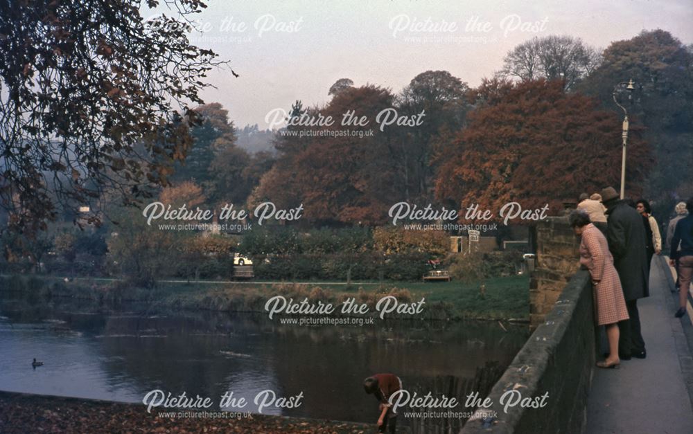 River Wye and Sheepwash Bridge in Autumn, Bridge Street, Bakewell, c 1970s