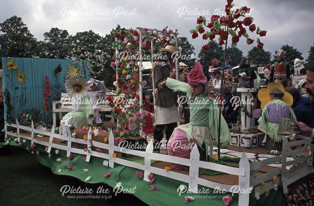 English Garden Theme Float, Carnival, Bakewell, 1978