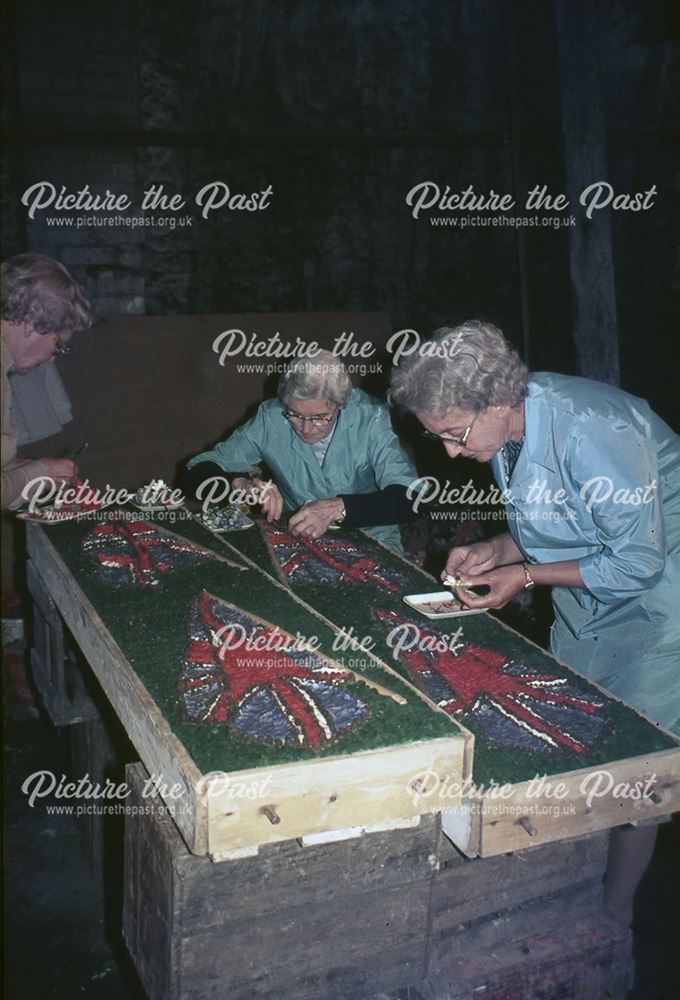 Mrs. Goudie Preparing the Well Dressing, Bakewell, 1979