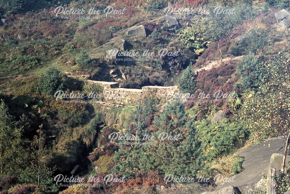 Dam on Beeley Brook, Hell Bank Plantation, Beeley, c 1970s-80s