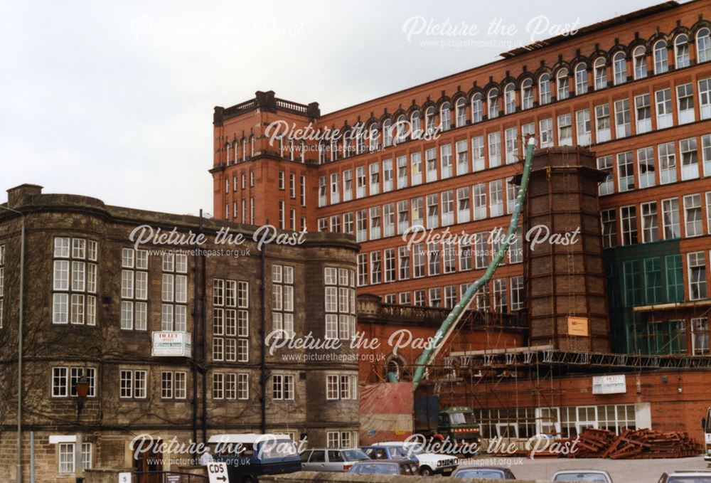 Demolition of East Mill chimney, Bridgefoot, Belper, 1990