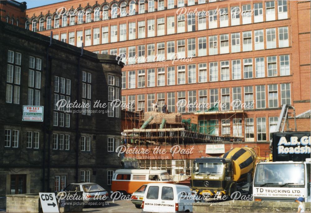 Demolition of East Mill chimney, Bridgefoot, Belper, 1990