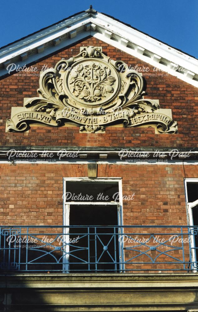 Carved Chesterfield Borough seal on former Maternity Home, Royal Hospital, Holywell Street, Chesterf