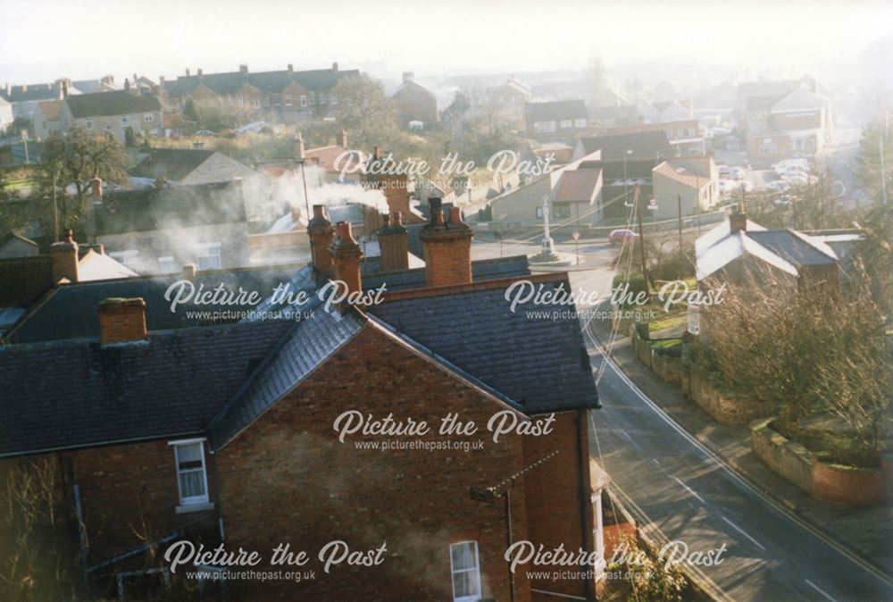 View from Church tower to the Square, Whitwell, c 1990s