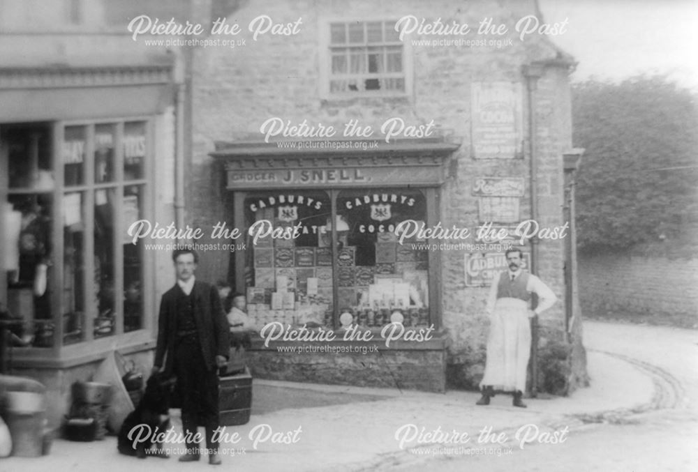 Milnes Ironmongers and Snell's Grocers, High Street, Whitwell, c 1920s