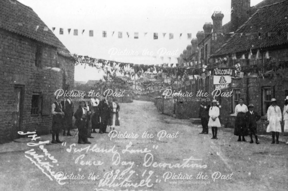 Peace Day Decorations, Scotland Street, Whitwell, 1919