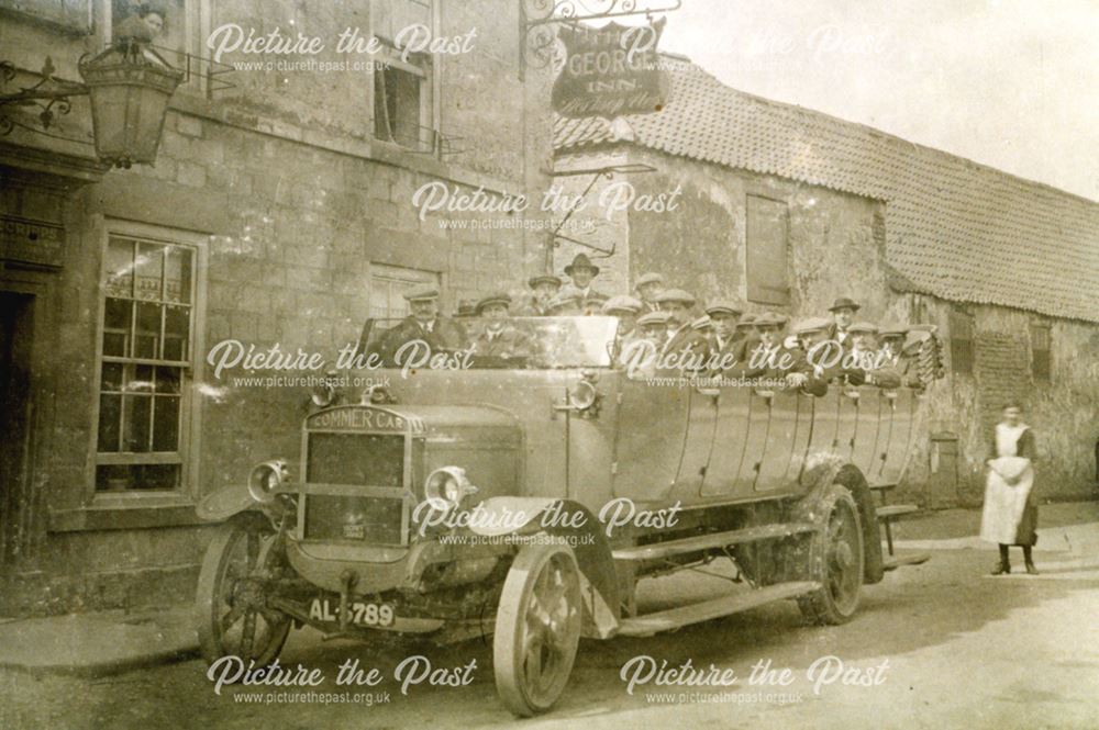 Charabanc Outside the George Inn, High Street, Whitwell, c 1910s