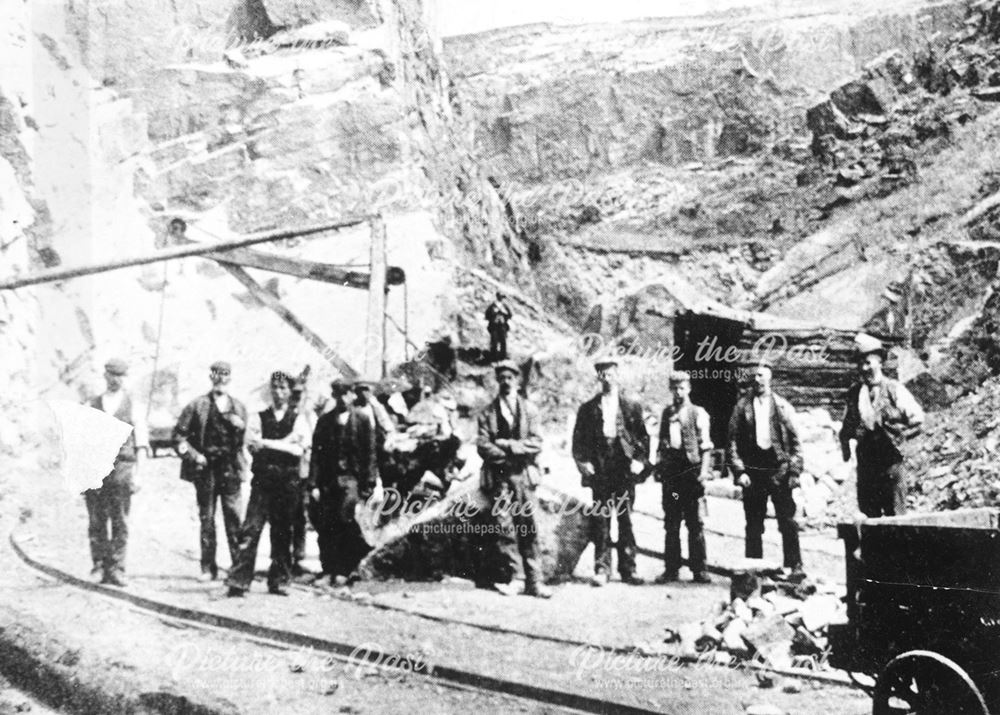 Barren Clough Quarry Workers, Bugsworth, c 1890 ?