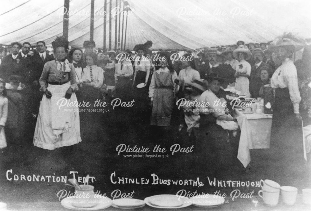 Coronation Tent, Chinley, Bugsworth and Whitehough Coronation Party, c 1901 ?