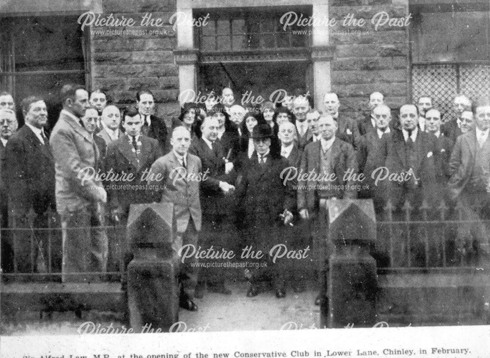 Sir Alfred Law MP, at the opening of the Chinley Conservative Club, c 1910s